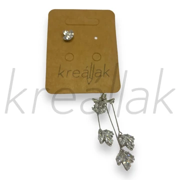Fülbevaló - Ezüst színű leveles köves fülbevaló