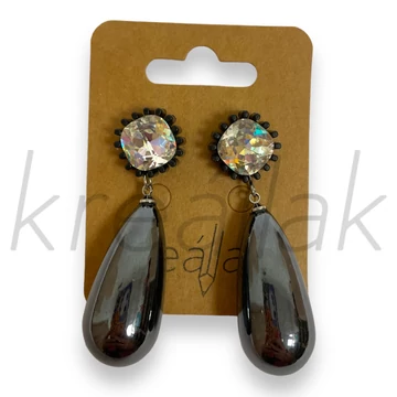 Fülbevaló - Elegáns fekete köves fülbevaló