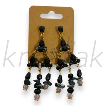 Fülbevaló - Ásvány,gyöngy fülbevaló fekete