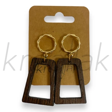 Fülbevaló - Geometrikus fa fülbevaló barna