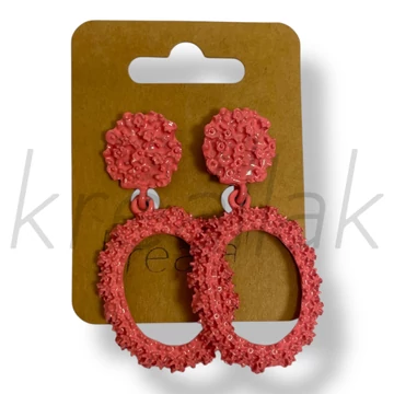 Rózsaszín ovális fém fülbevaló