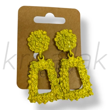 Citromsárga trapéz fém fülbevaló