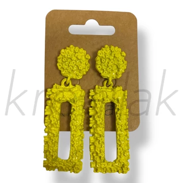 Citromsárga fém téglalap fülbevaló