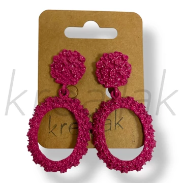 Pink ovális fém fülbevaló