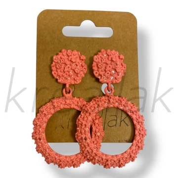 Rózsaszín kerek fém fülbevaló