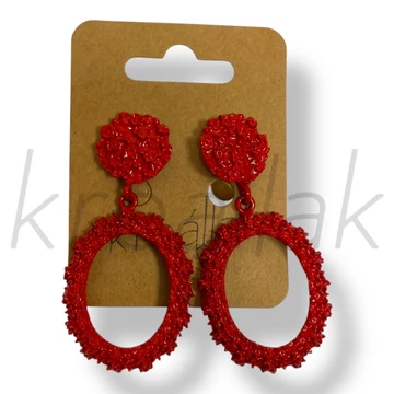 Piros ovális fém fülbevaló