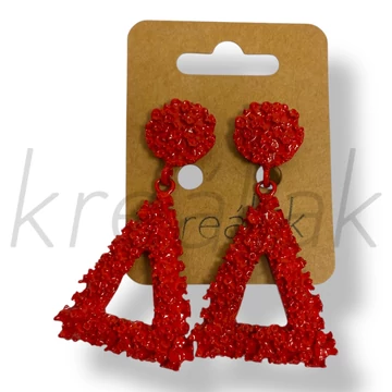 Piros háromszög fém fülbevaló