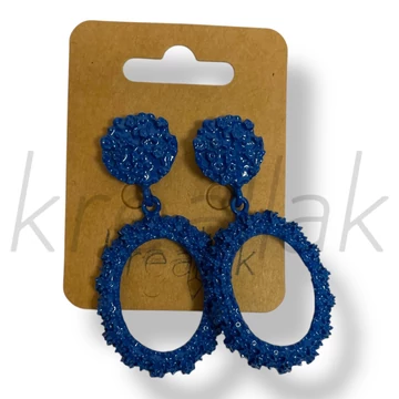 Királykék ovális fém fülbevaló