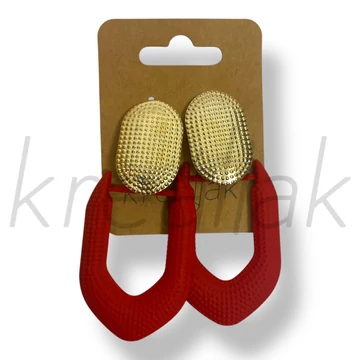 Piros fém fülbevaló