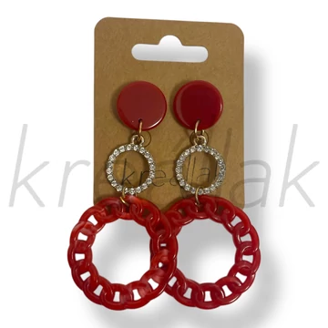 Piros strasszos fülbevaló