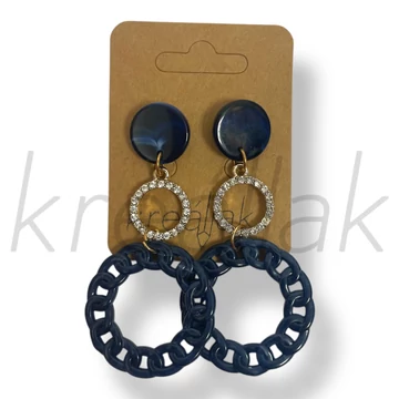 Kék plasztik strasszos fülbevaló