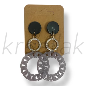 Szürke plasztik kör fülbevaló