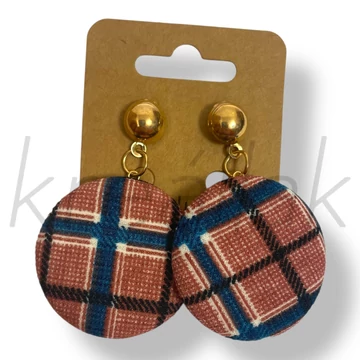 Rózsaszín kockás fülbevaló