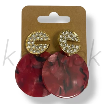 Piros köves plasztik fülbevaló