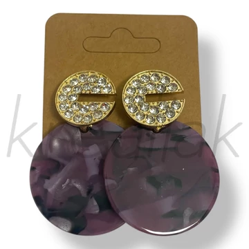 Lila strasszos plasztik fülbevaló