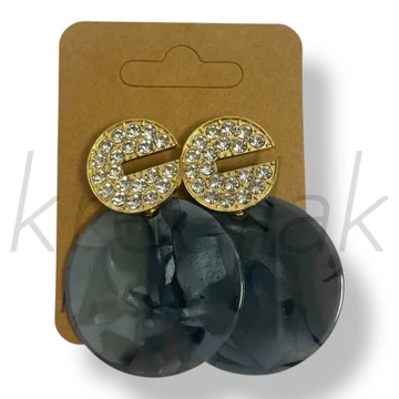 Sötétszürke köves plasztik fülbevaló