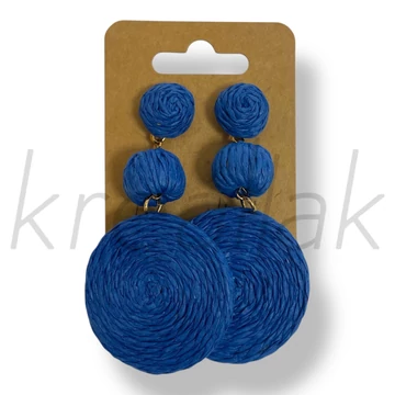 Királykék rattan szalma fülbevaló