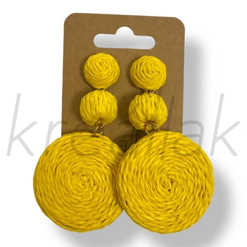 Sárga nagy körös szalma fülbevaló