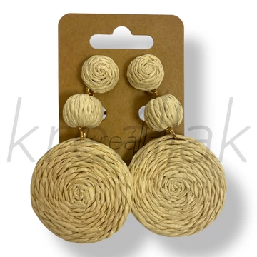 Törtfehér körös szalma fülbevaló