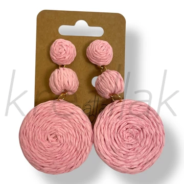 Rózsaszín rattan szalma fülbevaló