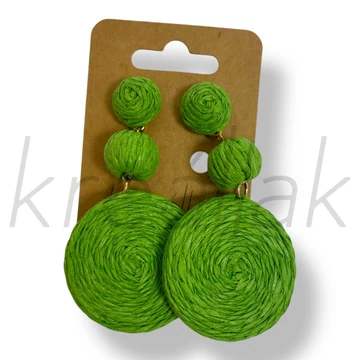 Zöld rattan szalma fülbevaló