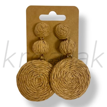 Bézs rattan szalma fülbevaló