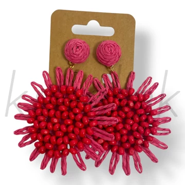 Pink virág szalma fülbevaló