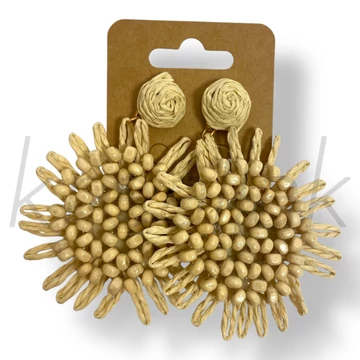 Bézs virág szalma fülbevaló