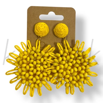 Citromsárga virág szalma fülbevaló