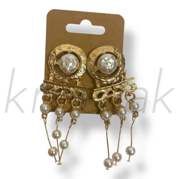 Arany színű gyöngyös lógó fülbevaló