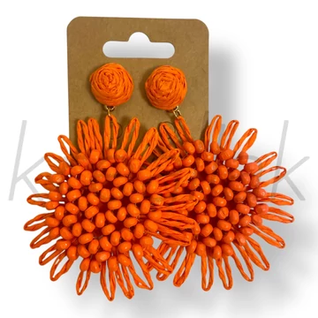 Narancs virág szalma fülbevaló