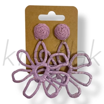 Lila szirom szalma fülbevaló