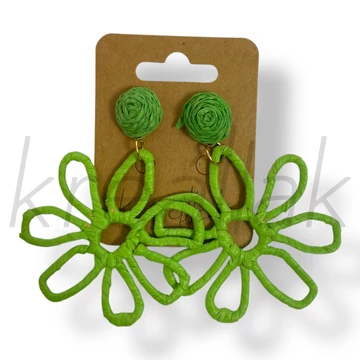 Zöld szirom szalma fülbevaló