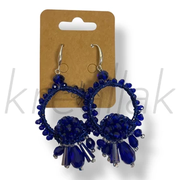 Királykék gyöngyös horgolt fülbevaló