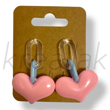 Pink szív plasztik fülbevaló