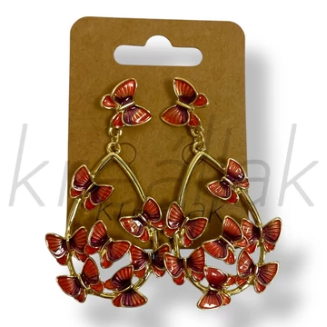 Piros lepkés fülbevaló