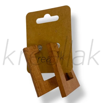 Barna fa  kocka fülbevaló