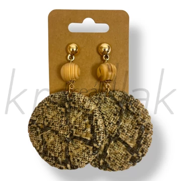 Kígyó mintás fa fülbevaló