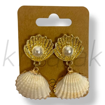 Arany kagyló gyönggyel fülbevaló