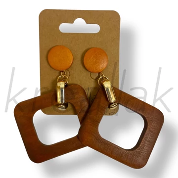 Barna kocka fa fülbevaló