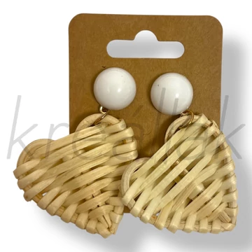 Natúr fa szív fülbevaló