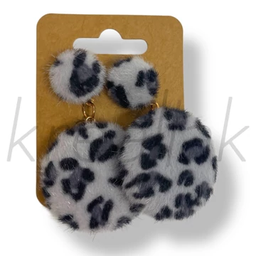 Világos szürke leopárd szőr fülbevaló