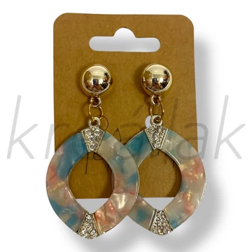 Kék mintás köves fülbevaló