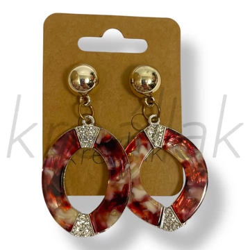 Bordó mintás köves fülbevaló