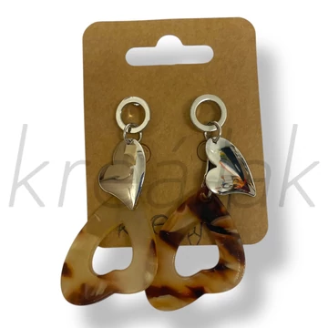 Barna mintás szív fülbevaló