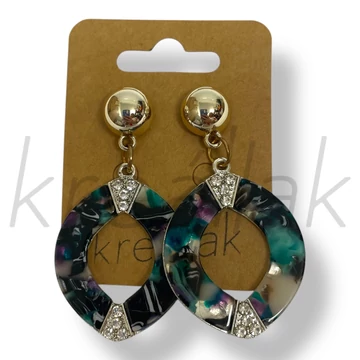 Fekete-zöld mintás fülbevaló