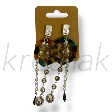 Zöld láncos gyöngyös fülbevaló