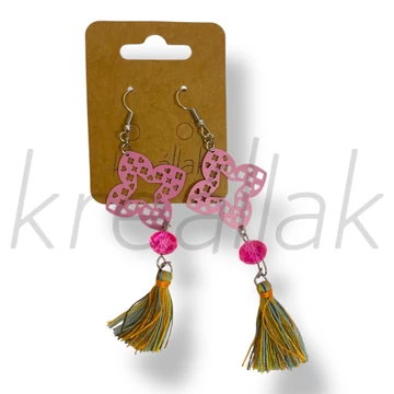 Pink bojtos fülbevaló