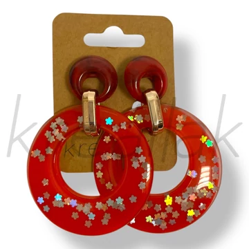 Piros plasztik kör fülbevaló