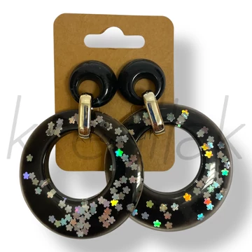 Fekete plasztik kör fülbevaló